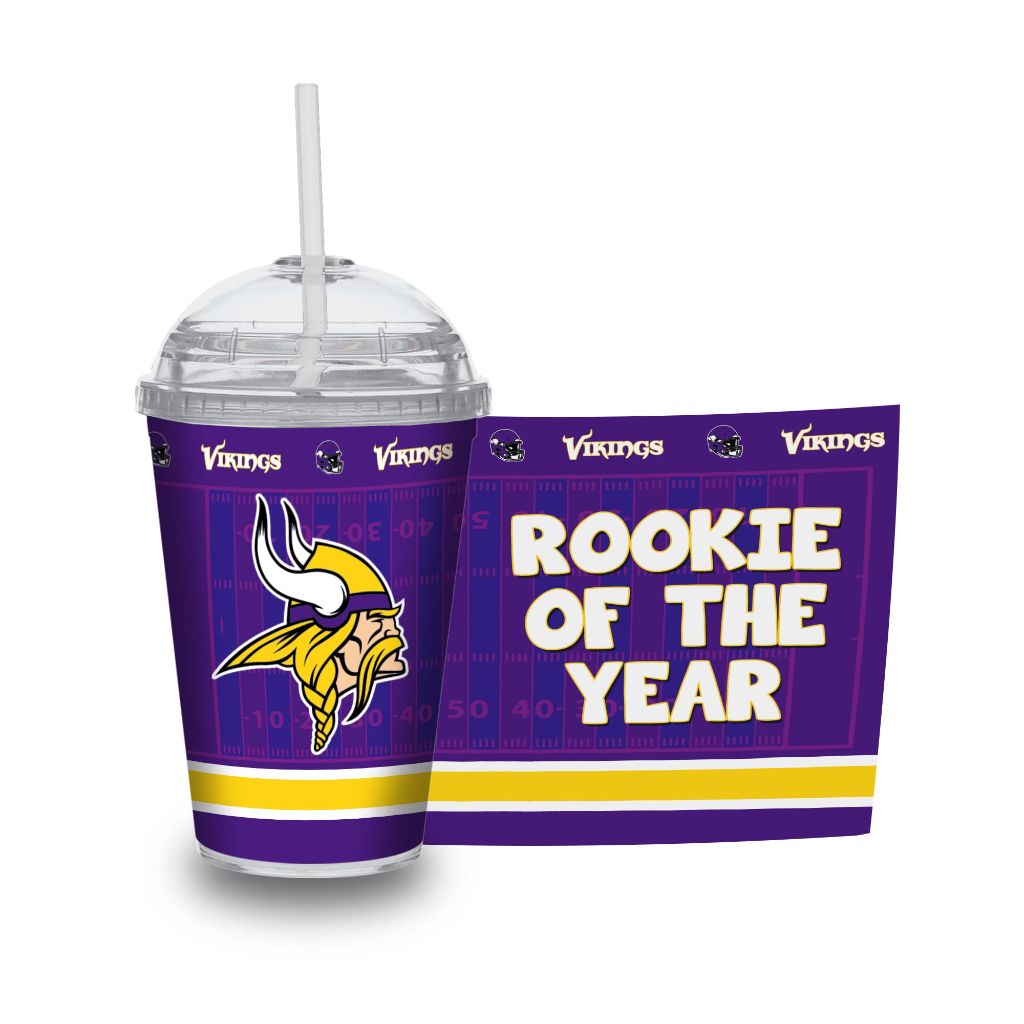 Rico Industries NFL Football Minnesota Vikings 12oz Team Color Laser Engraved Youth Plastic Tumbler