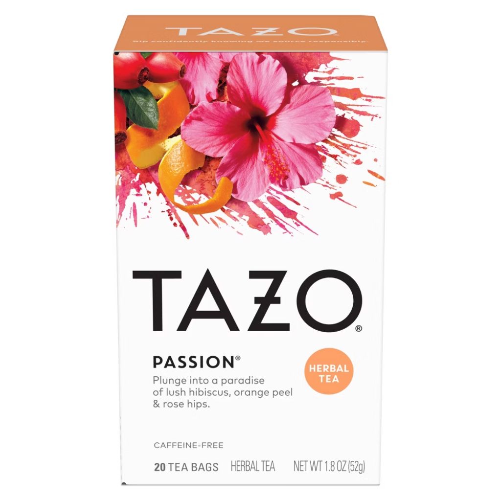 TAZO Passion Herbal Tea Bags  Iced or Hot  Caffeine-Free  20ct