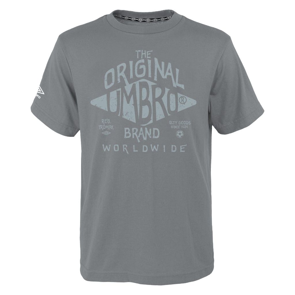 Umbro Men's Short Sleeve Graphic T-Shirt, Ghost Gray/EGRET, Small