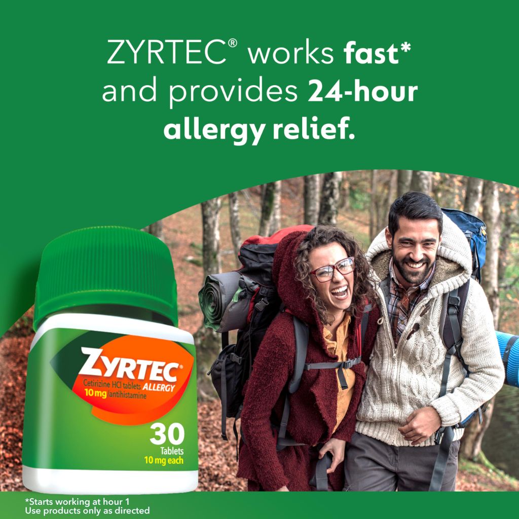 Zyrtec 24 Hour Allergy Relief Tablets, Cetirizine HCl 10mg - 90ct. Plus 3x1ct. Packs