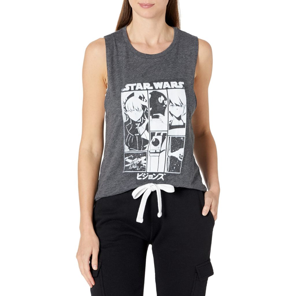 Star Wars Womens Visions Poster Festival Muscle T-Shirt, Charcoal, X-Small US