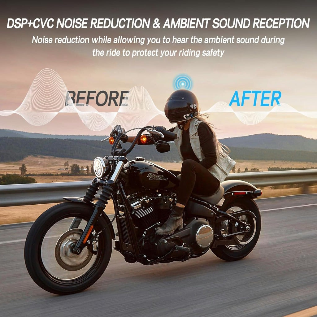 Motorcycle Bluetooth Headset, T3 Audio Multitasking Helmet Bluetooth Headset, 1000m 8-Way Motorcycle Helmet Bluetooth, 3 Sound Effects & Universal Paring(1 Pack)