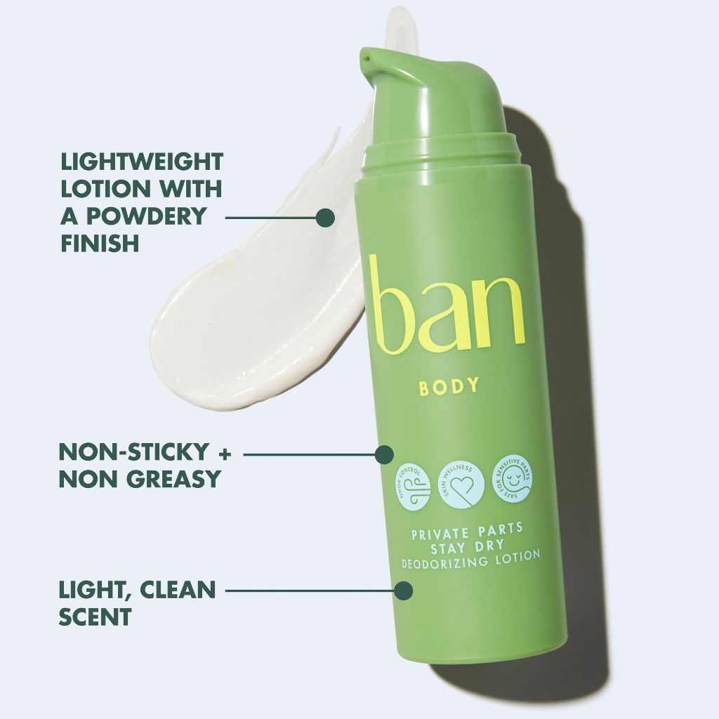 Ban Private Parts Stay Dry Deodorizing Body Lotion - Light Scent, 1.5 oz.
