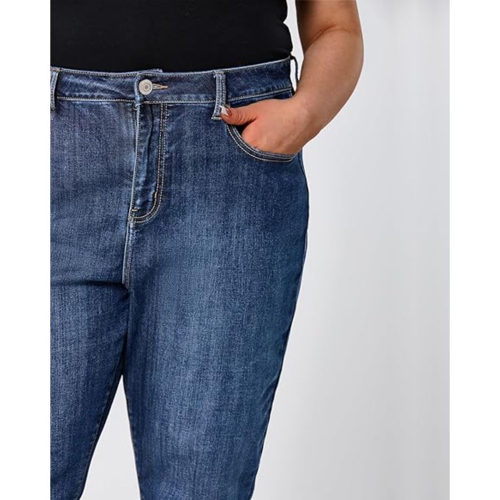 Women's Plus Size High Waisted Tummy Control Skinny Jeans - Blue, Size 14