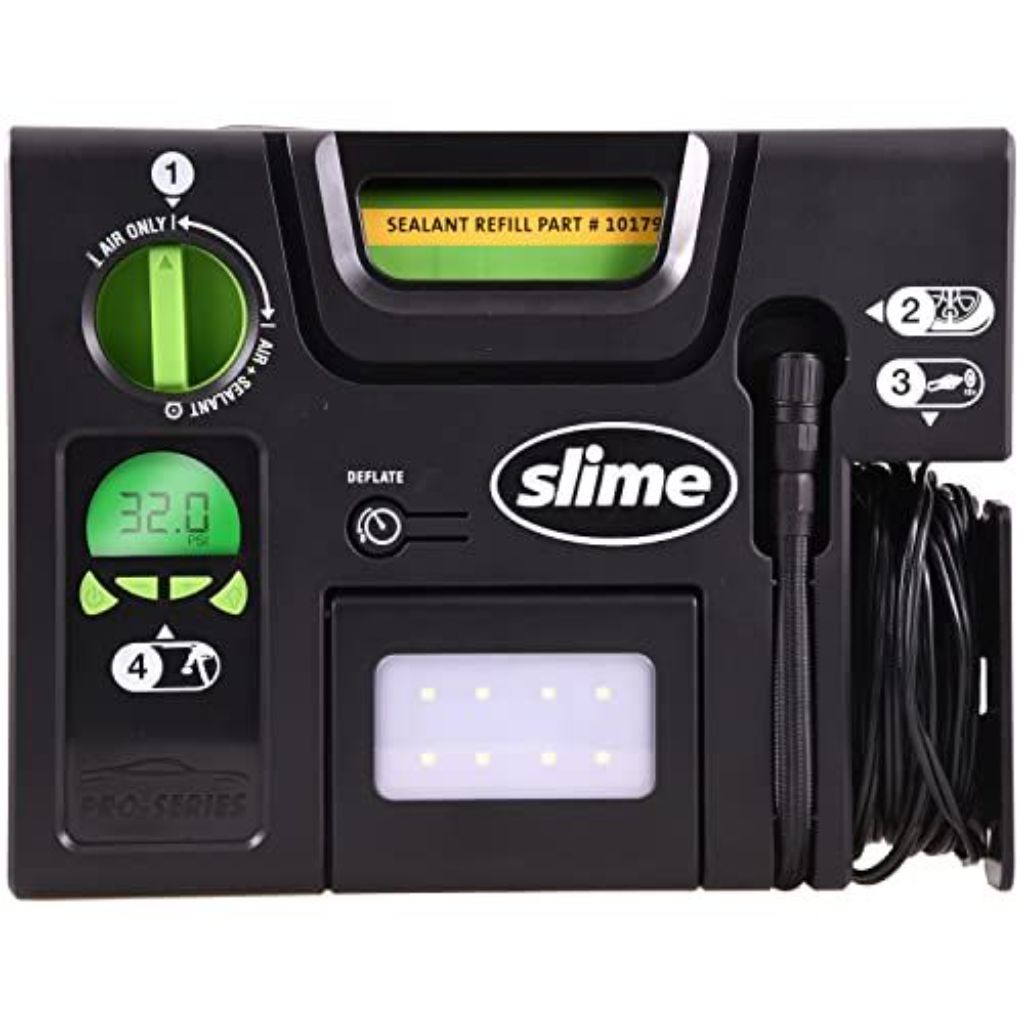 Slime 50150 Flat Tire Puncture Repair, Pro-Series, Emergency Kit for Car Tires, Includes Sealant and Tire Inflator Pump, Suitable for Cars and Other H