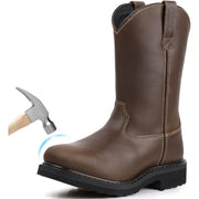 Hunthor Men's Steel Toe Work Boots - Dark Brown, Size 10