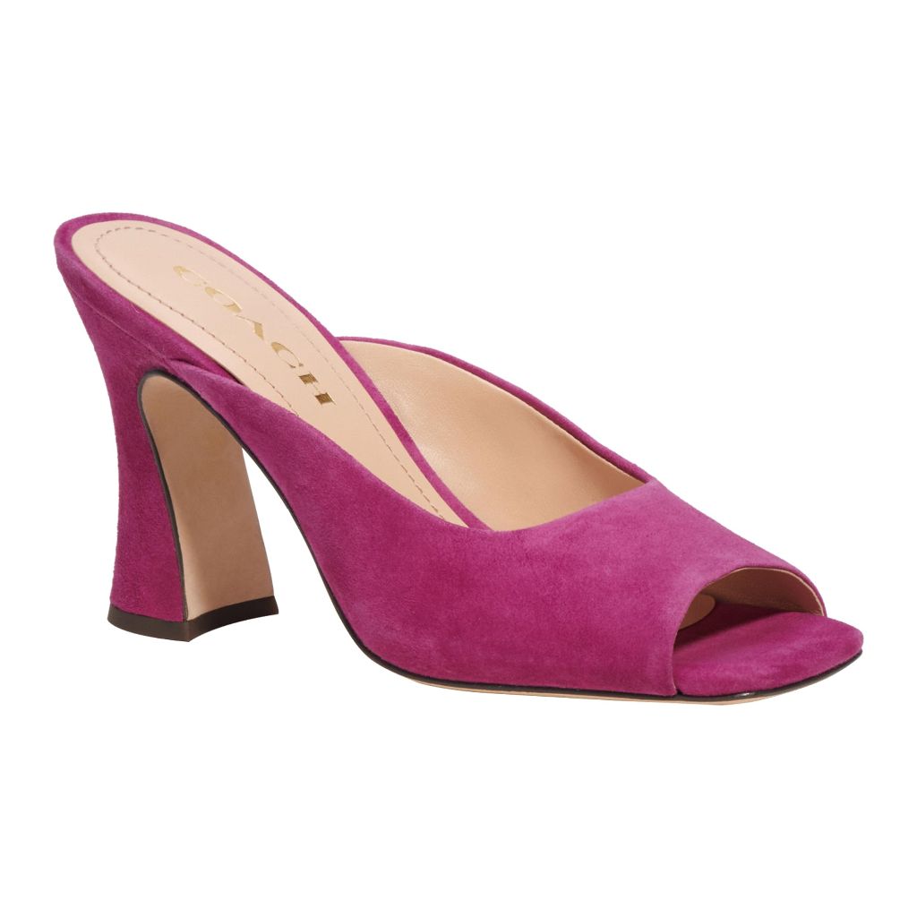 Coach Women's Laurence Suede Heeled Sandals - Deep Plum, Size 5.5B