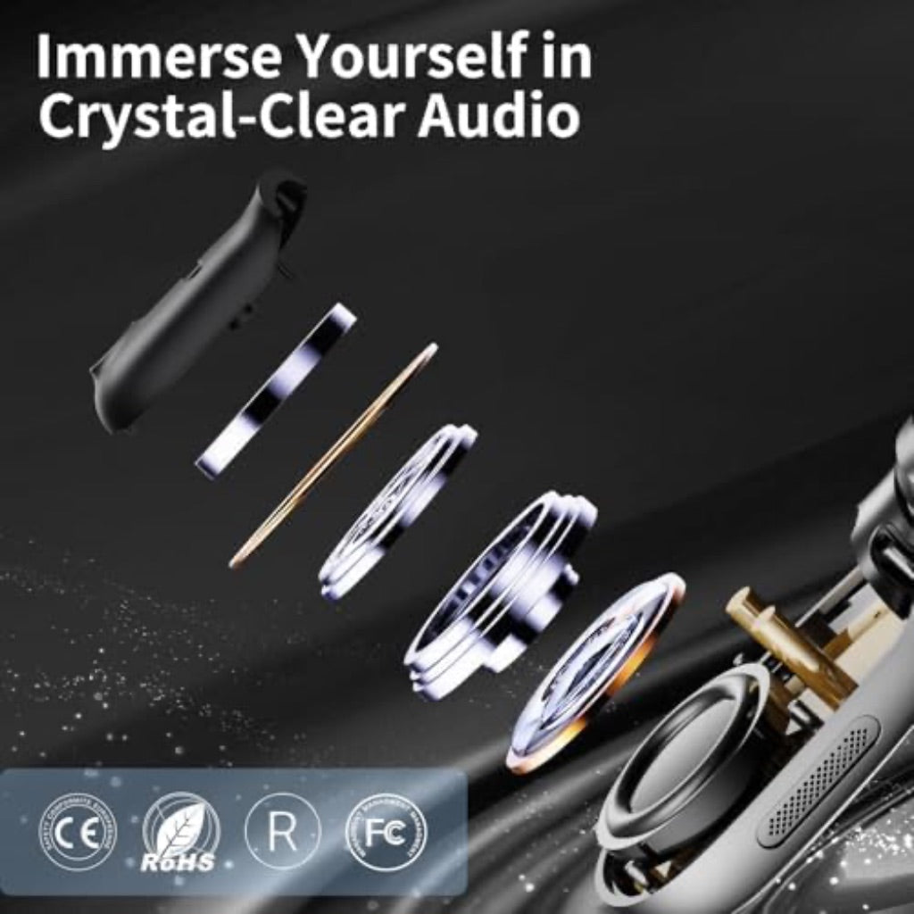 AI Translation Earbuds - Real Time with AI App Supporting 145 Languages, Clear Sound Quality, Long Battery Life - Black