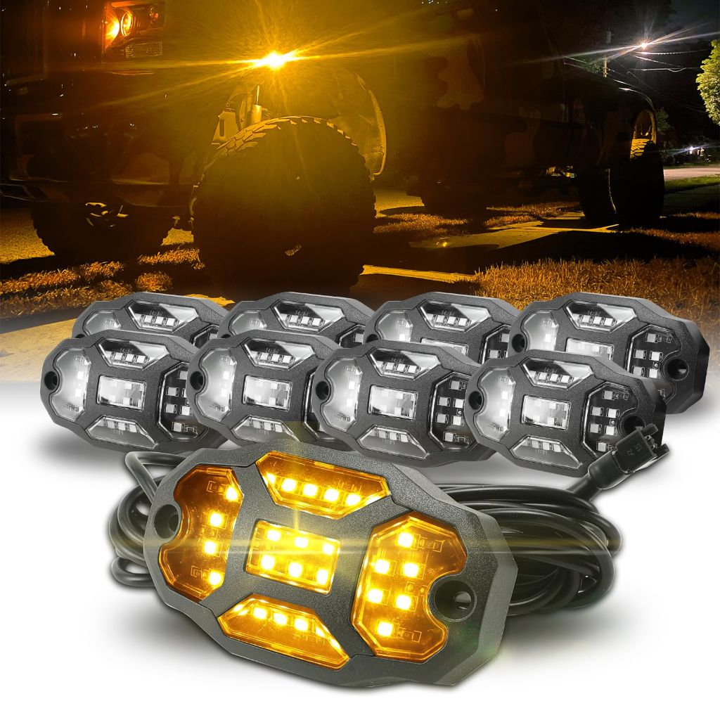 Winunite 12 Pods Blue Rock Lights Wide Angle Underglow Lights with Extension Wires