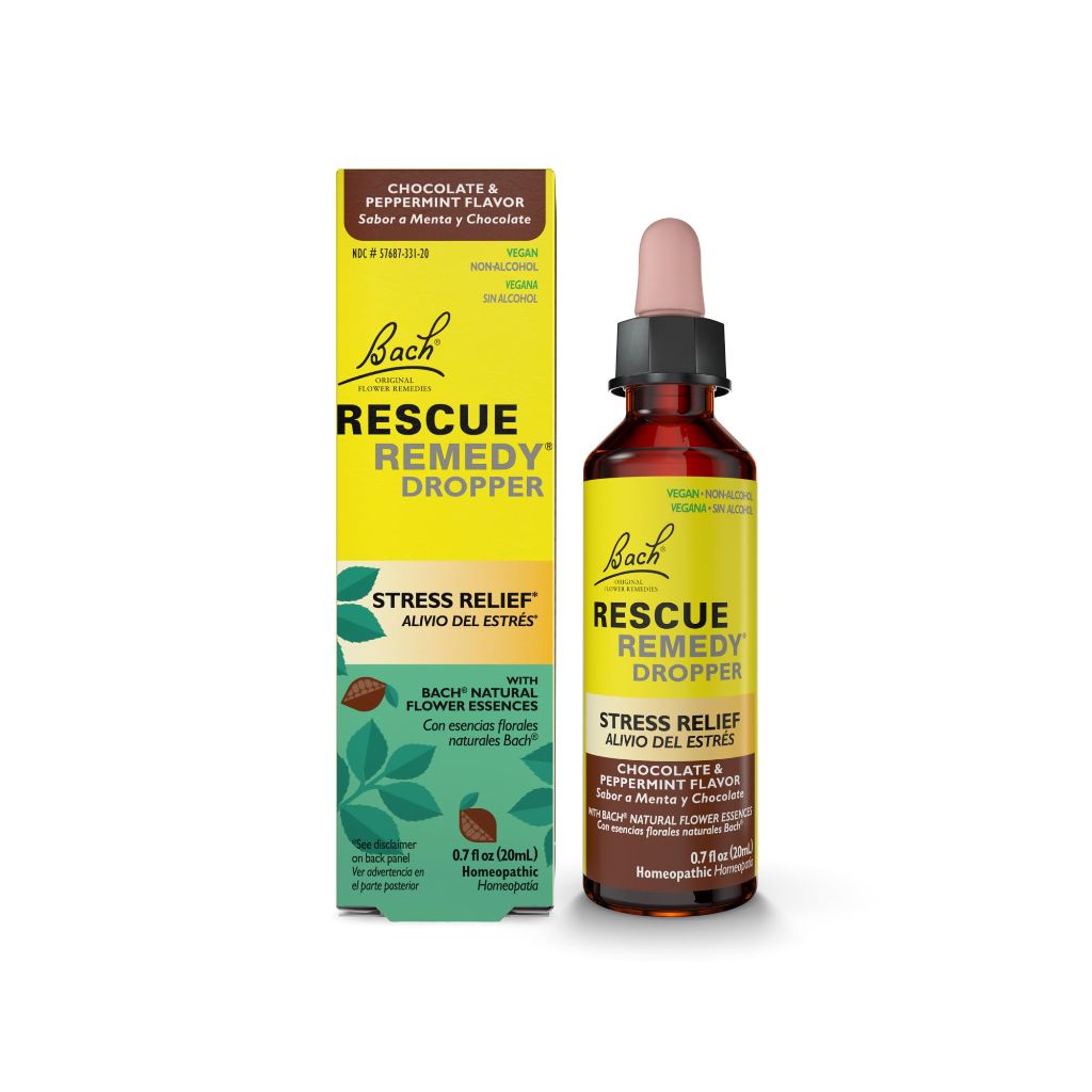 RESCUE Bach Remedy- Chocolate Peppermint Flavor- Stress Relief- Homeopathic- Flower Essences- 20mL
