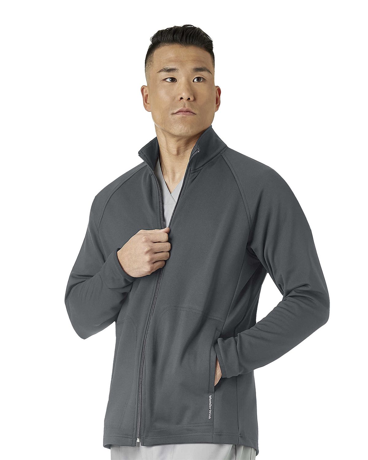 Wink Knits and Layers Men s Fleece Full Zip Jacket  Pewter  XS