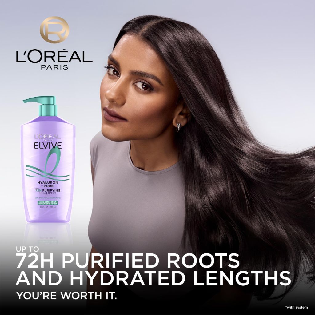 L'Oreal Paris Elvive Hyaluron + Pure Rehydrating Shampoo and Conditioner Set (28 fl oz each)
