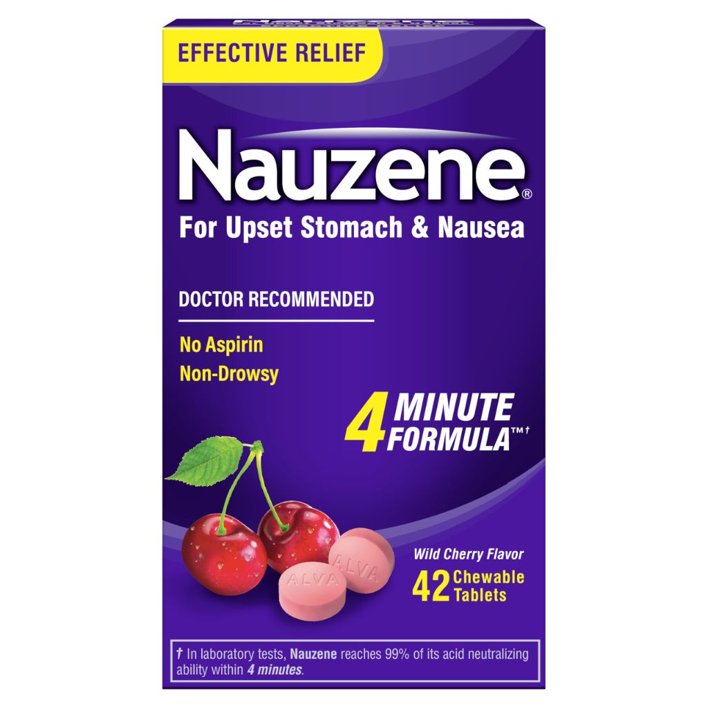 Nauzene Non-drowsy Upset Stomach & Nausea Relief Chewable Tablets - Wild Cherry Flavor, 42 ct