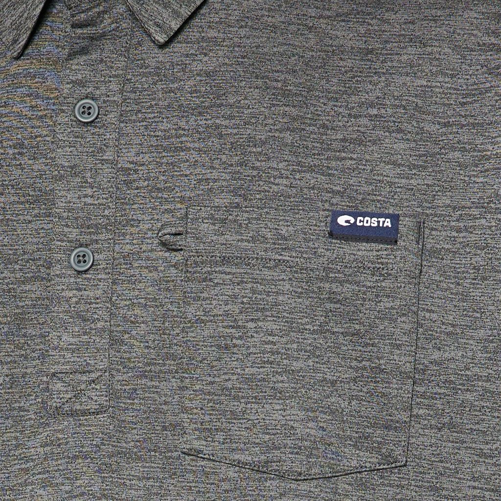 Costa Del Mar Mens Short Sleeve Voyager Polo Shirt, Shark Gray Heather, Medium