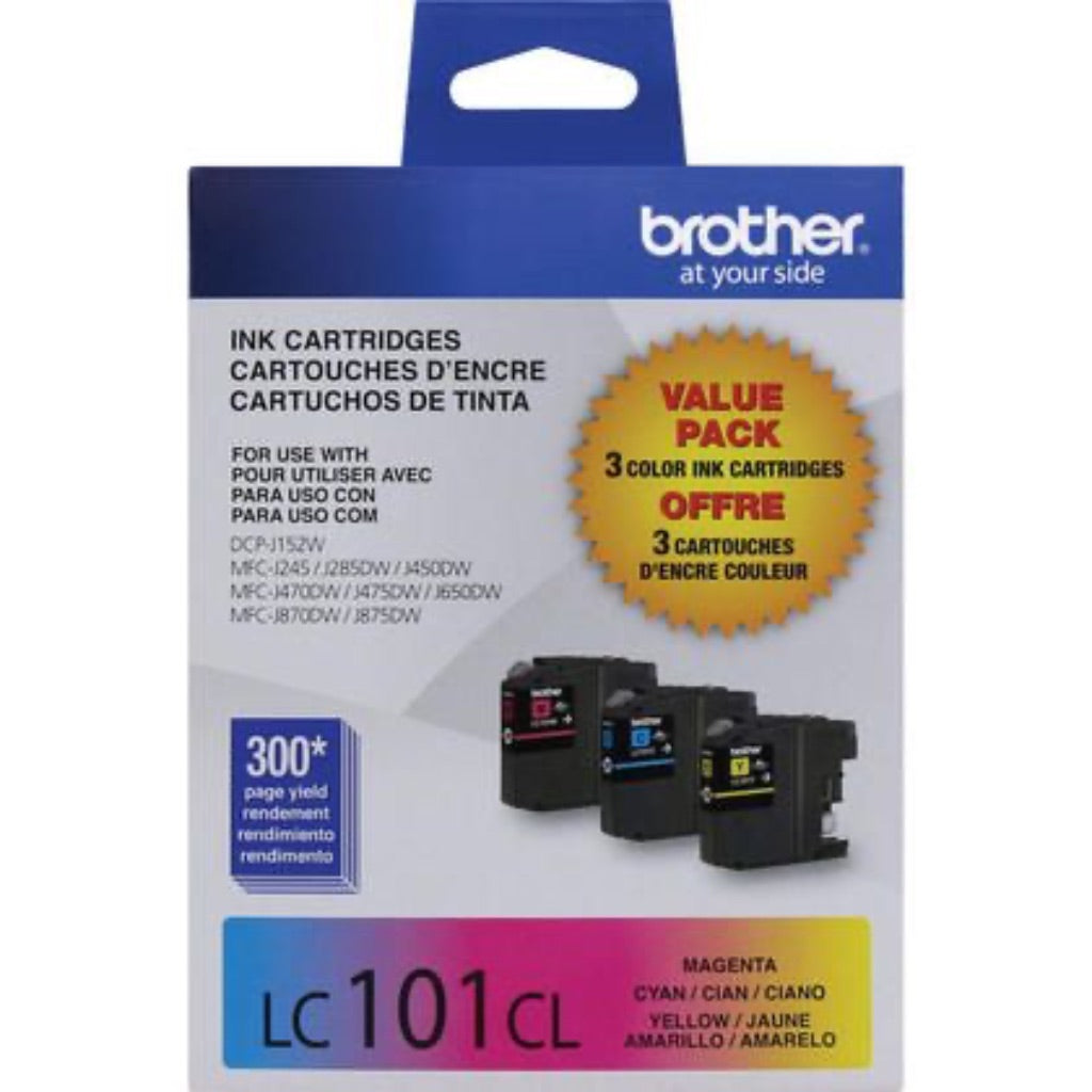 Brother LC101 Color Ink Cartridge Combo Pack - Cyan, Magenta, Yellow - 300 Page Yield