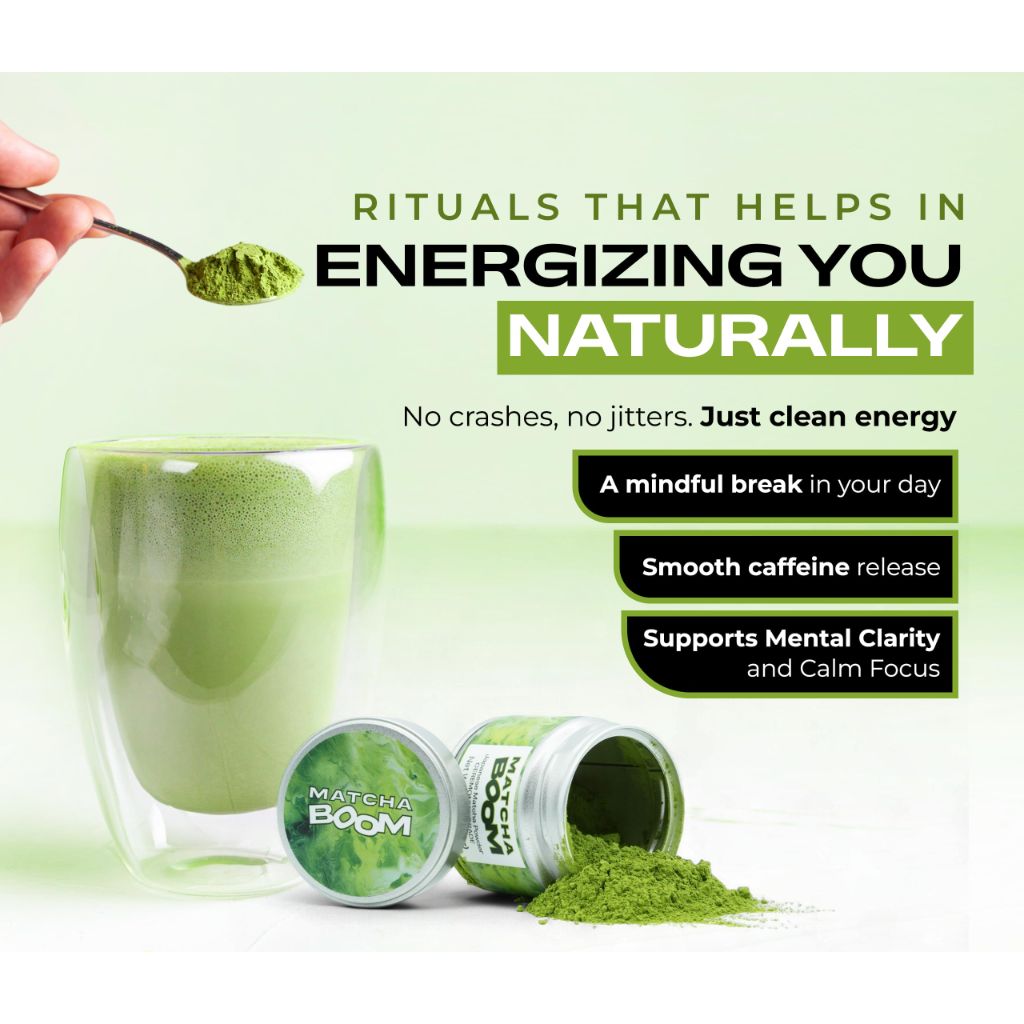 MATCHA BOOM Ceremonial Grade Japanese Matcha Powder – Organic Matcha Green Tea Powder for Lattes Smoothies Tea