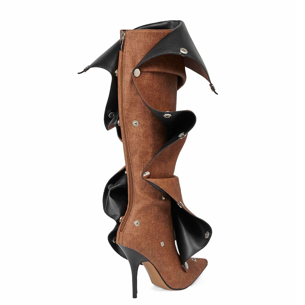 Arqa Womens Stiletto Heel Knee High Boots, Brown - Size 9.5