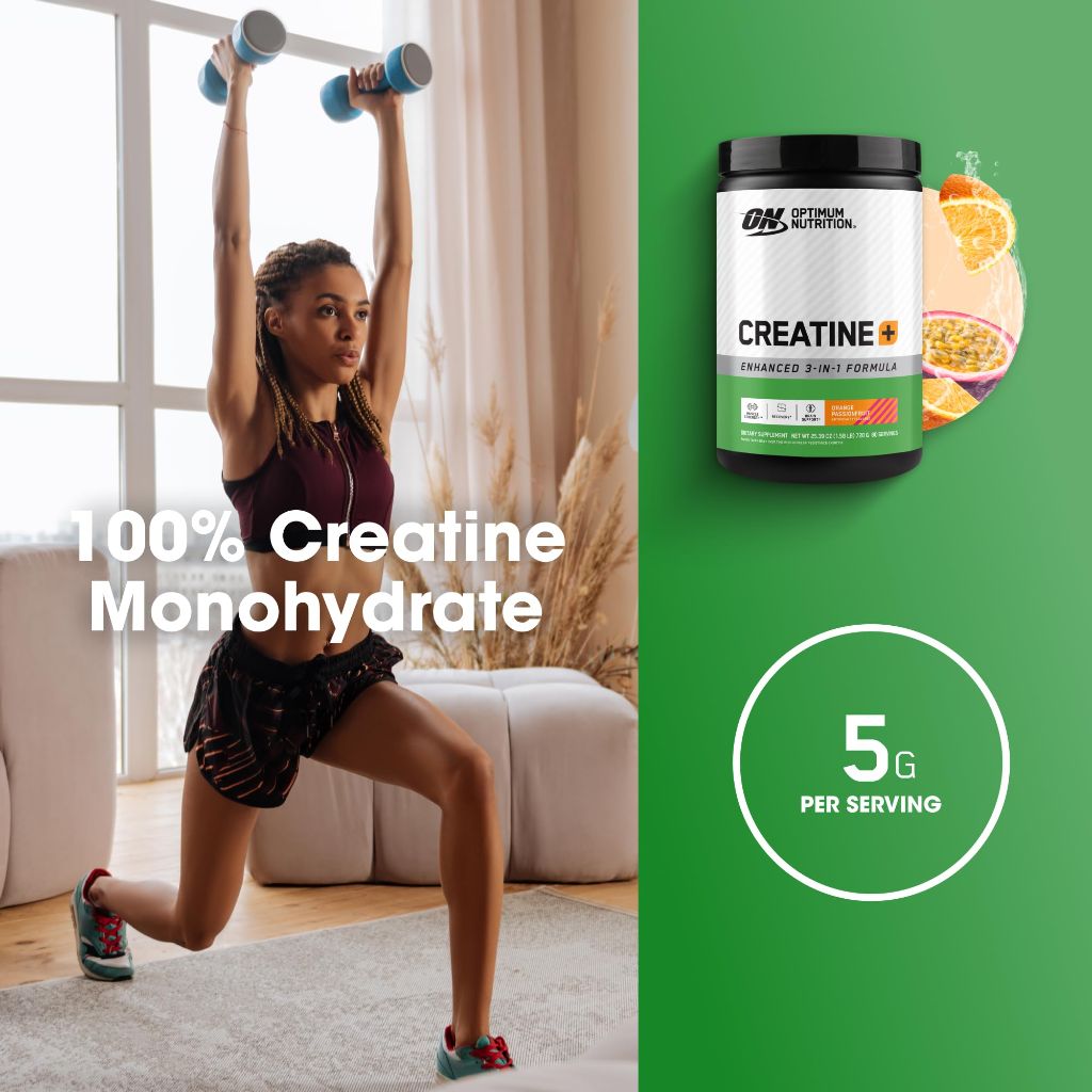 Optimum Nutrition Creatine Monohydrate Plus Powder, Orange Passionfruit Flavored - 80 Servings (720 Grams)