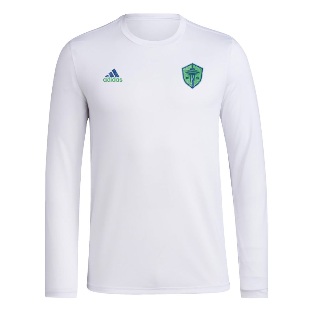 adidas Men's Seattle Sounders MLS Long Sleeve T-Shirt, White - size 3XL