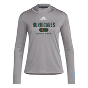 adidas Women's D4T Lightweight Hoodie - University of Miami, Gray/Dark Green (Medium/Tall)