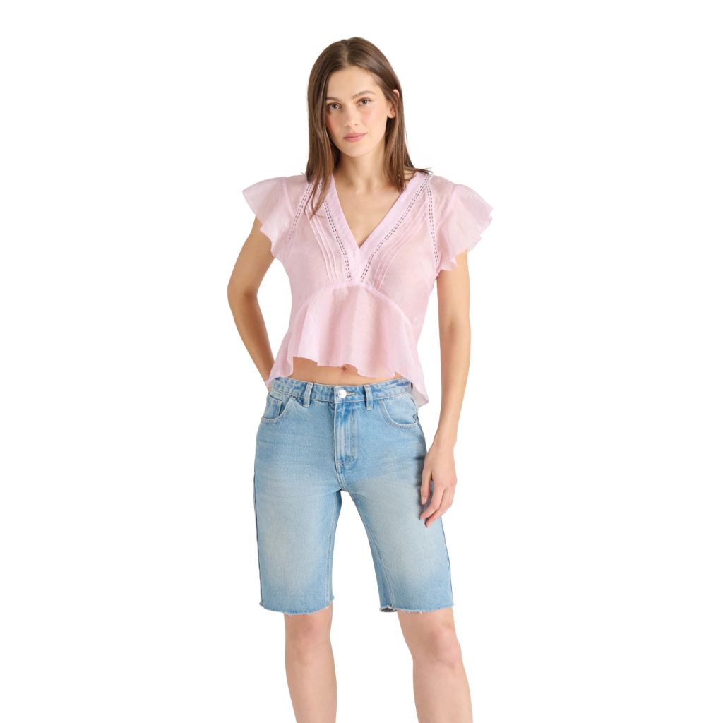 Steve Madden Apparel Leyla Top, Pink Lemonade, Large