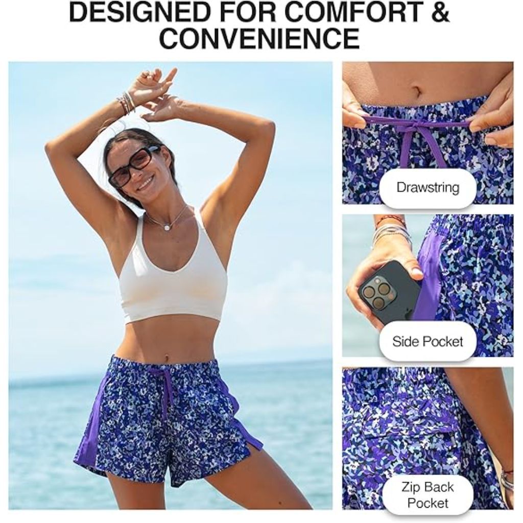 Kanu Surf Women's Darren Stretch UPF 50+ Active Swim Boardshorts - Bloom Purple, Size 2