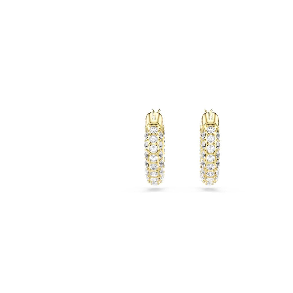 Swarovski Dextera Hoop Earrings - Pavé, Mini, White, Gold-Tone Finish (5734275)