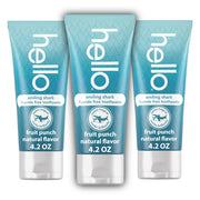 Hello Smiling Shark Fluoride Free Kids Toothpaste, Natural Fruit Punch, 4.2 Oz Tube (Pack of 3)