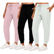 Real Essentials 3 Pack: Women's Ultra-Soft & Warm Fleece Joggers Sweatpants, 3XL