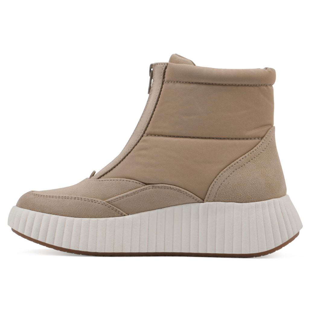 SZ 9.5 M WHITE MOUNTAIN Women's Downtown Platform High-Top Sneaker Bootie, Sand/Multi/Smooth,