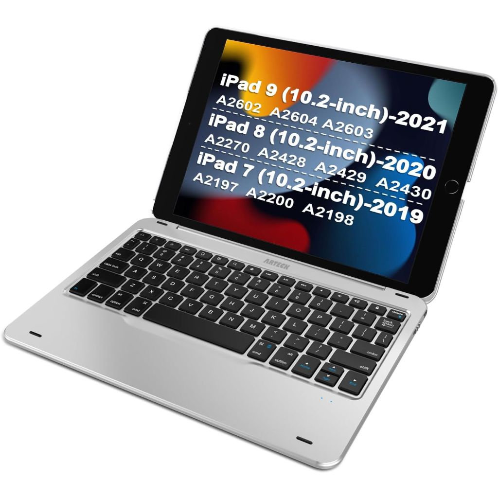 Arteck iPad 9th Gen (10.2-inch, 2021) Keyboard Case, Ultra-Thin Bluetooth Keyboard with Folio Full Protection Case for Apple 10.2-inch iPad 9 (2021) 8 and 7 with 130 Degree Swivel Rotating
