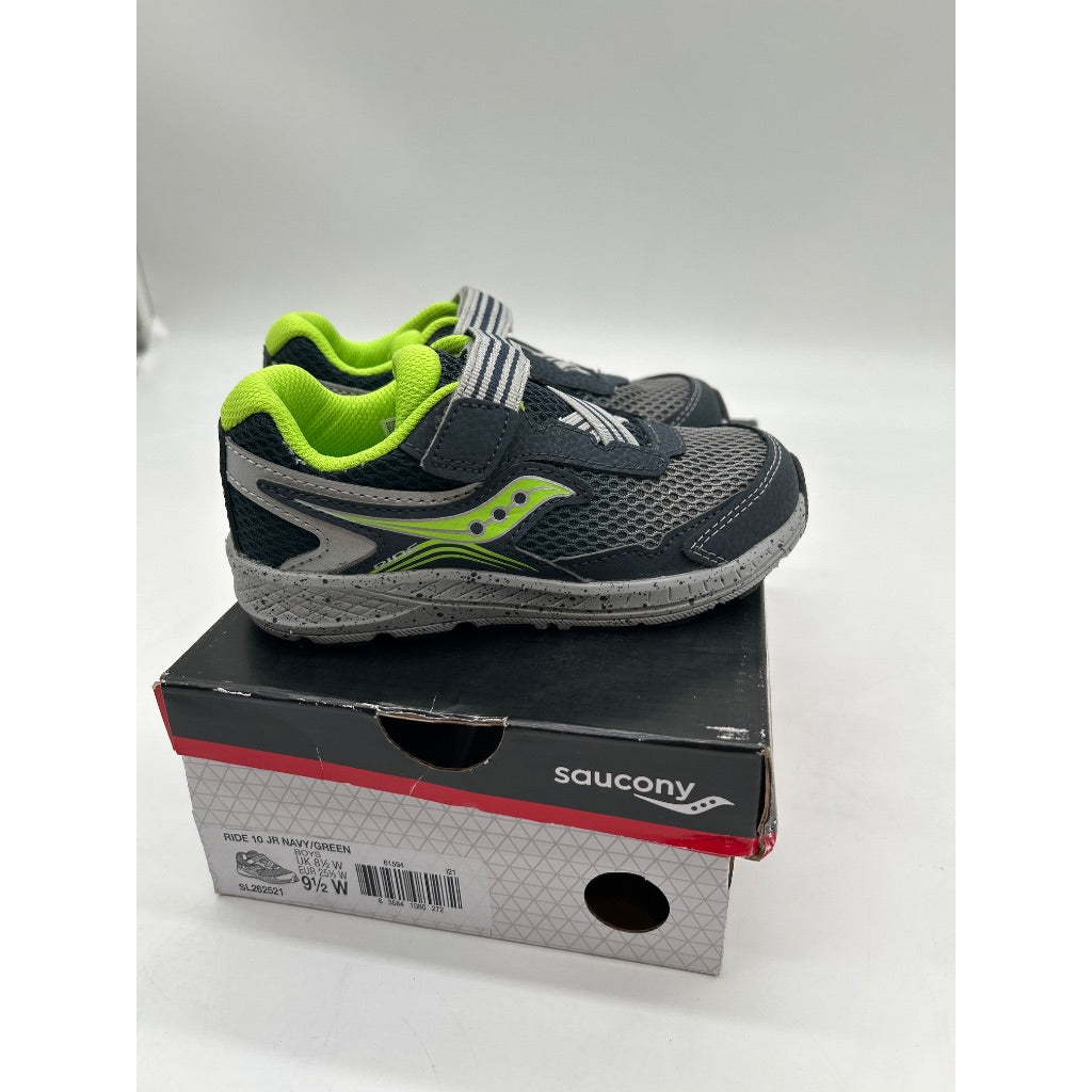 Saucony Kids Ride 10 Jr Sneakers, Navy/Green - Size 9.5 Wide (Toddler)