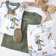 Honest Baby Family Matching Holiday Pajamas Organic Cotton, Foxy Green, 6-9 Months