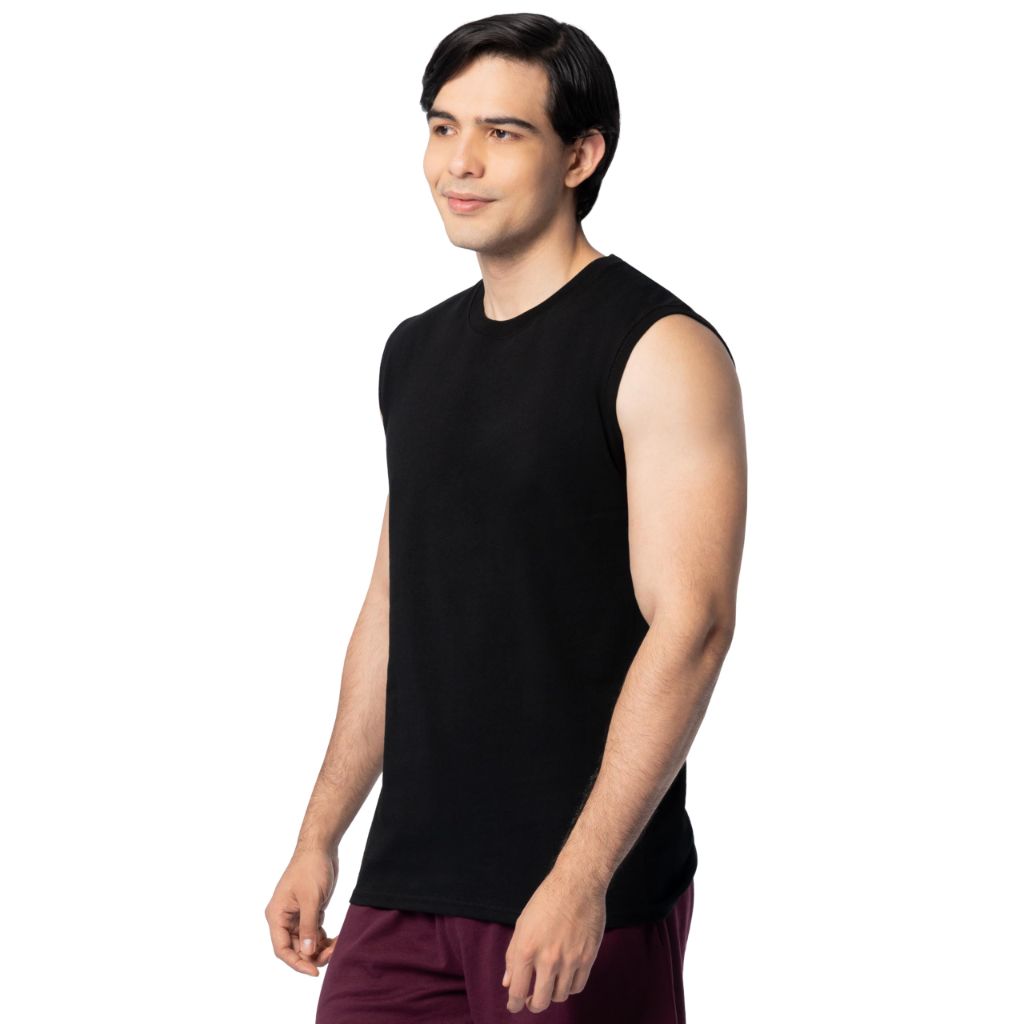 Fruit of The Loom Men's Eversoft Cotton Sleeveless T Shirts, Sizes S-4X, Muscle-2 Pack-Black, Large