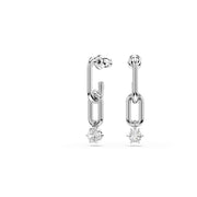 Swarovski Constella drop earrings, Round cut, White, Rhodium Finish