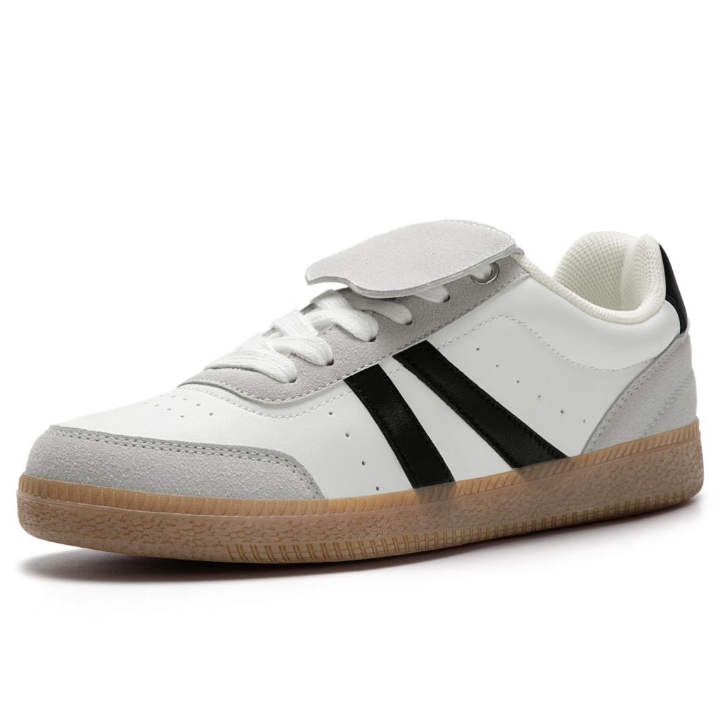 Rihero Women's Fashion Sneakers Tennis Walking Shoes Lace-Up Comfortable Non Slip Casual Sneakers White Black Size 9.5