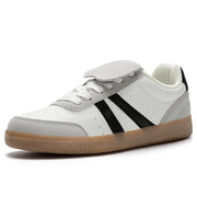 Rihero Women's Fashion Sneakers Tennis Walking Shoes Lace-Up Comfortable Non Slip Casual Sneakers White Black Size 9.5