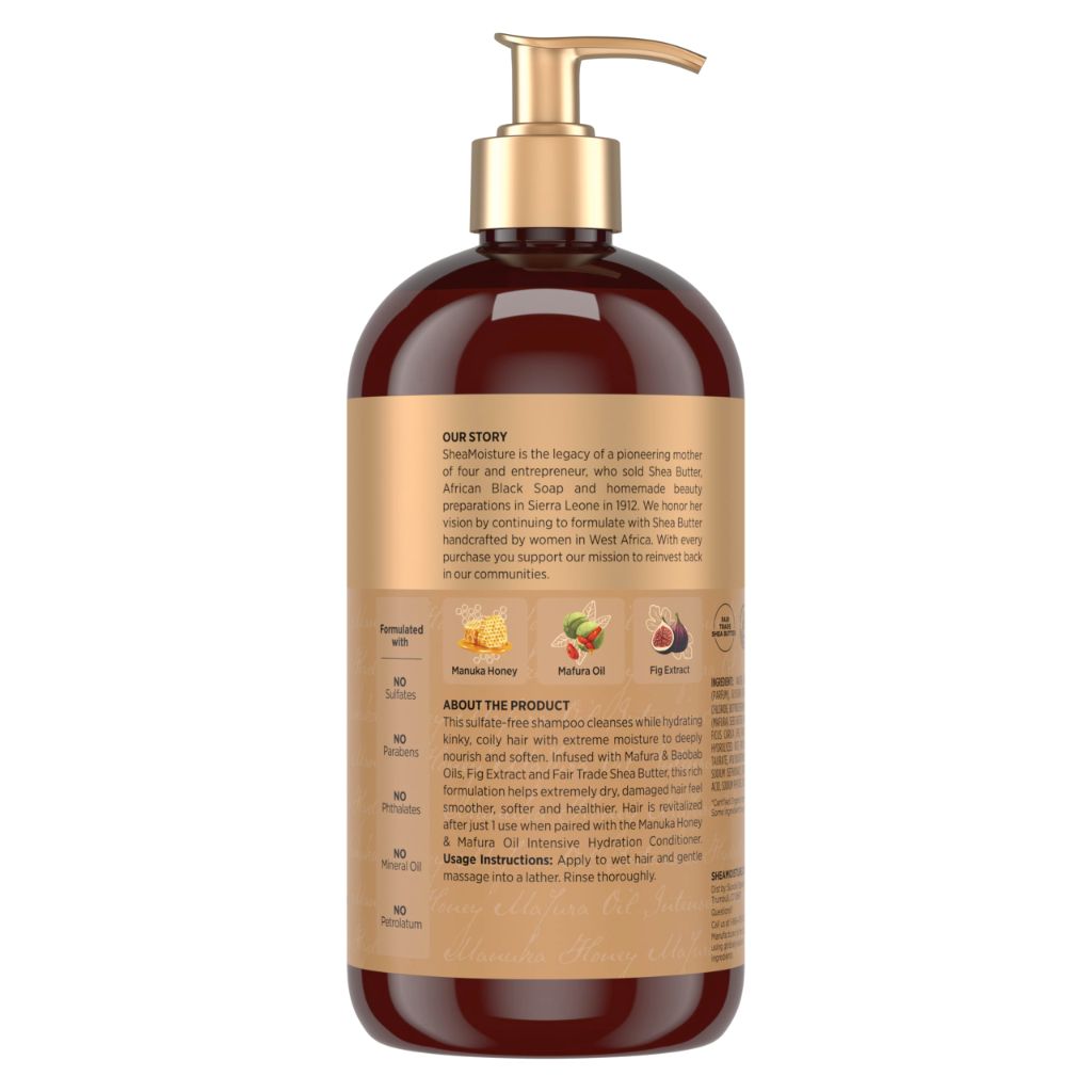 Shea Moisture Intensive Hydration Shampoo Manuka Honey & Mafura Oil, Sulfate-Free, 24 oz