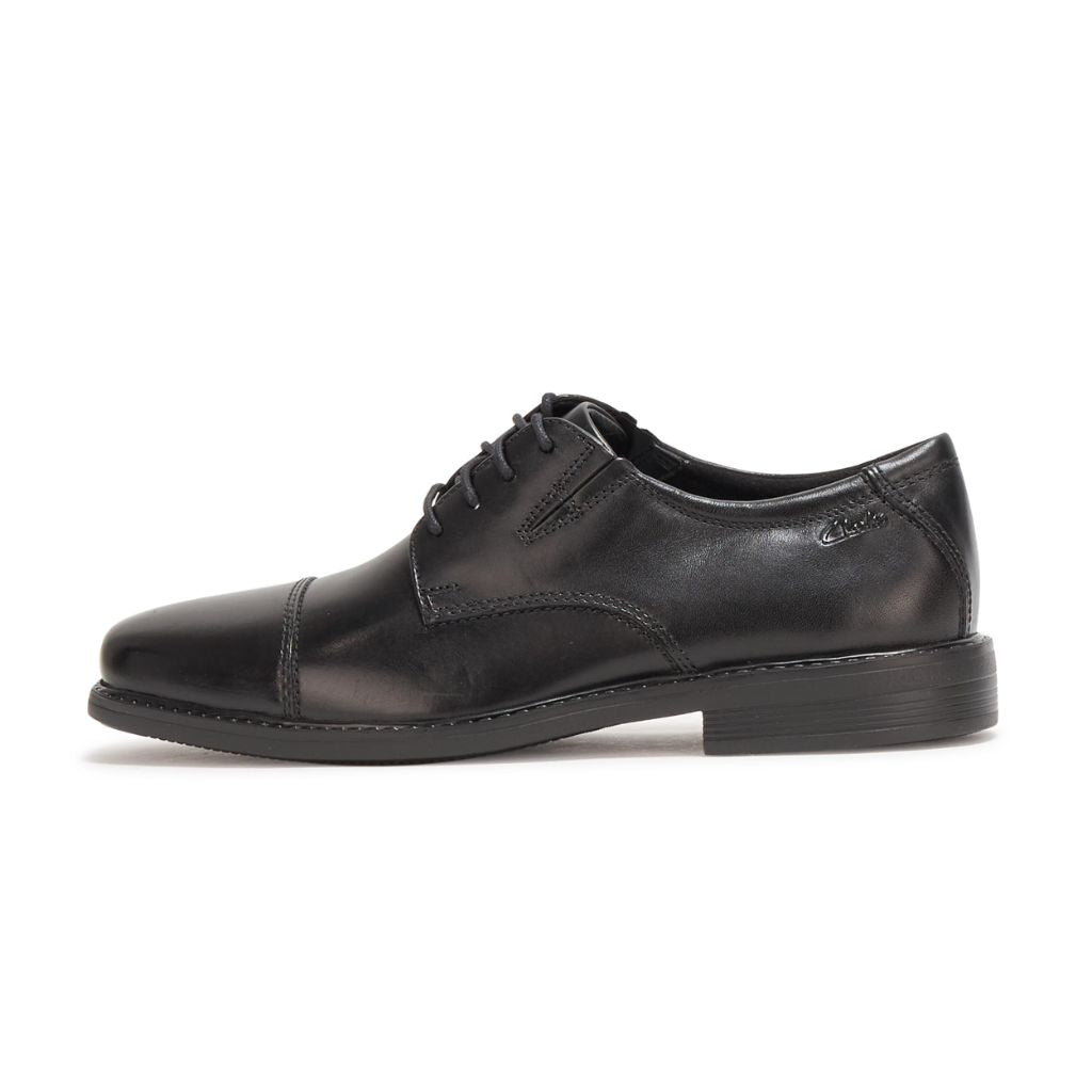 Clarks Men's Cosgrove Cap Oxford Shoes - Black Leather, Size 13
