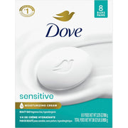 Dove Beauty Bar Soap Sensitive, 8 Bars for Sensitive Skin, Fragrance Free and Hypoallergenic 3.75 oz