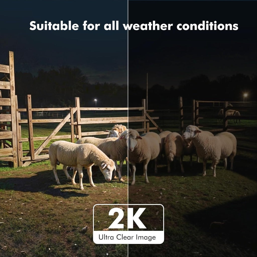 Cetey Solar Powered Wireless Outdoor Security Camera, 2K HD, Waterproof IP66, Motion Detection, Night Vision