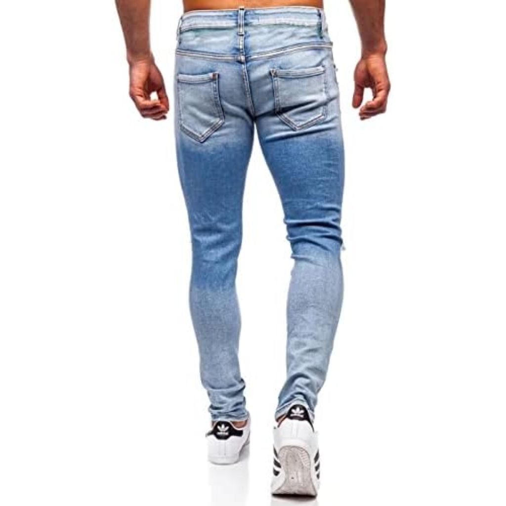 HUNGSON Men's Ripped Skinny Jeans Stretchy Slim Fit Jeans Size 30