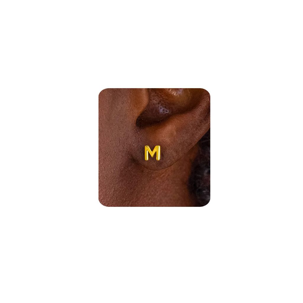 MUMREUES Gold Earrings for Women Trendy 14K Gold Plated Initial "M"
