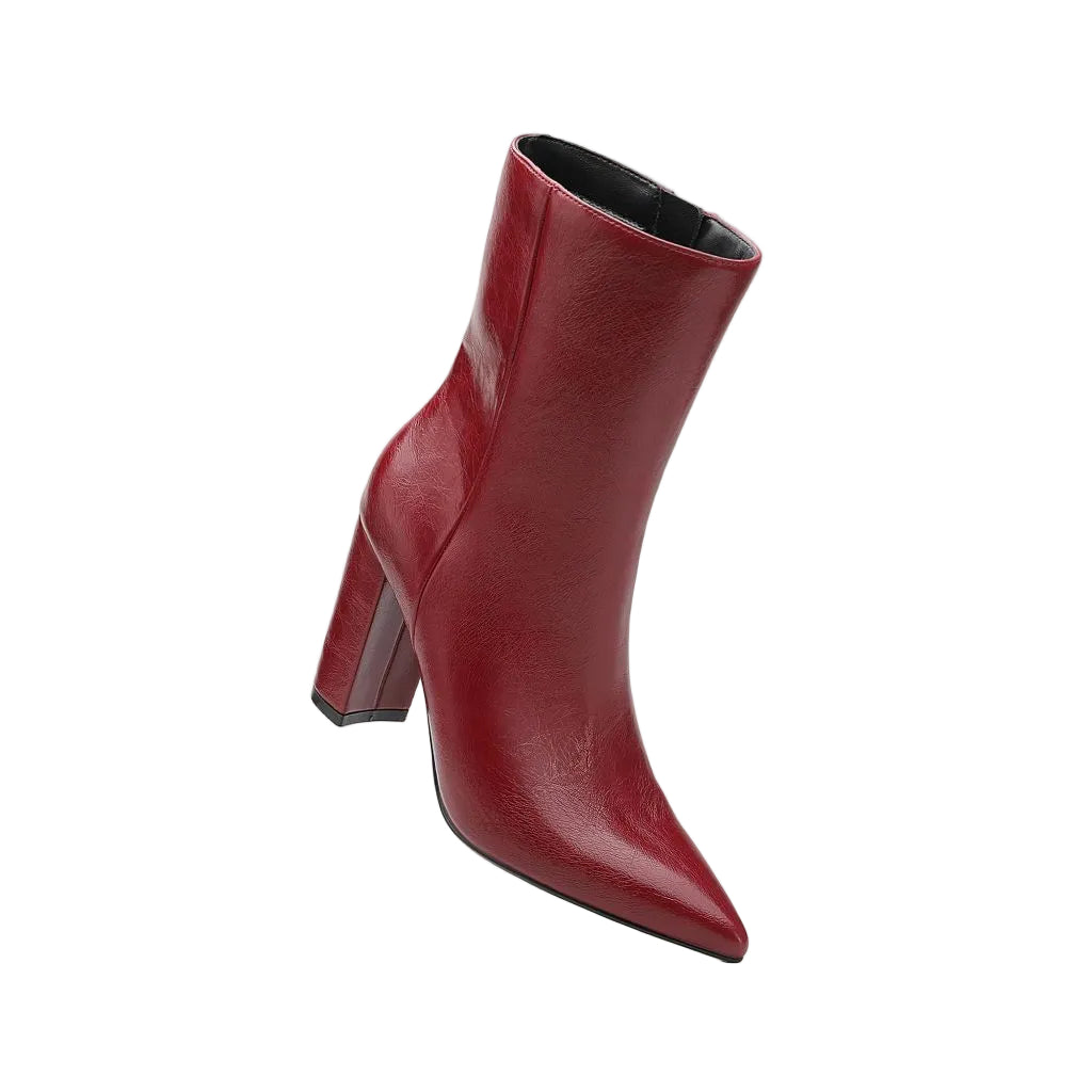 NEWBELLA Women's British Style Ankle Boots, Burgundy 6.5
