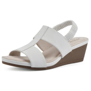 CLIFFS BY WHITE MOUNTAIN Women's Candea Sling Back Wedge Sandal, White/Burnished/Smooth - size 6M