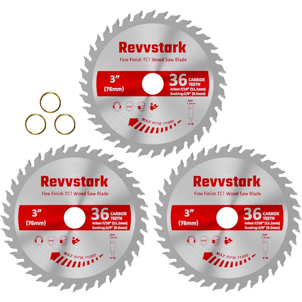 Revvstark 4-1/2" TCT Wood Saw Blade, 40 Carbide Teeth - 3 Pack