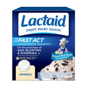 Lactaid Fast Act Chewables that Helps Prevent Gas, Bloating, and Diarrhea Due to Lactose Intolerance, 60 Ct