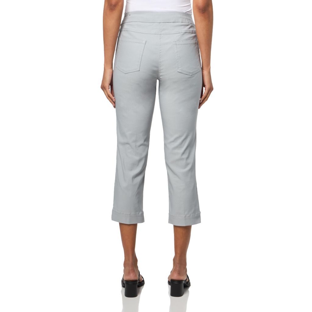 Slim-Station Women's Pull-On Ankle Pants w/Pockets, Tummy Control, Wrinkle Resistant - Sky Gray, Size 2 (29" Inseam)