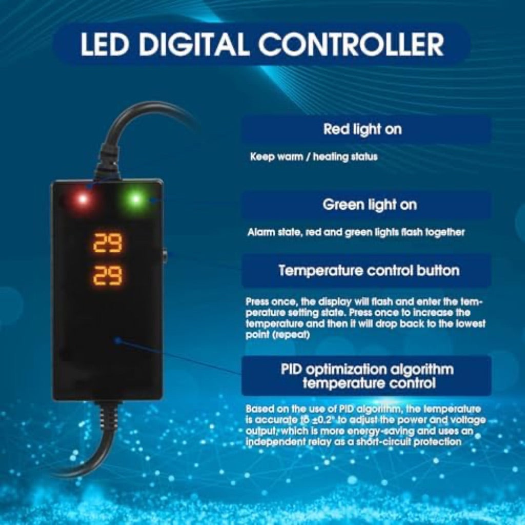 500W Submersible Aquarium Heater with Intelligent Frequency Conversion, Over-Temp Protection, and Auto Off