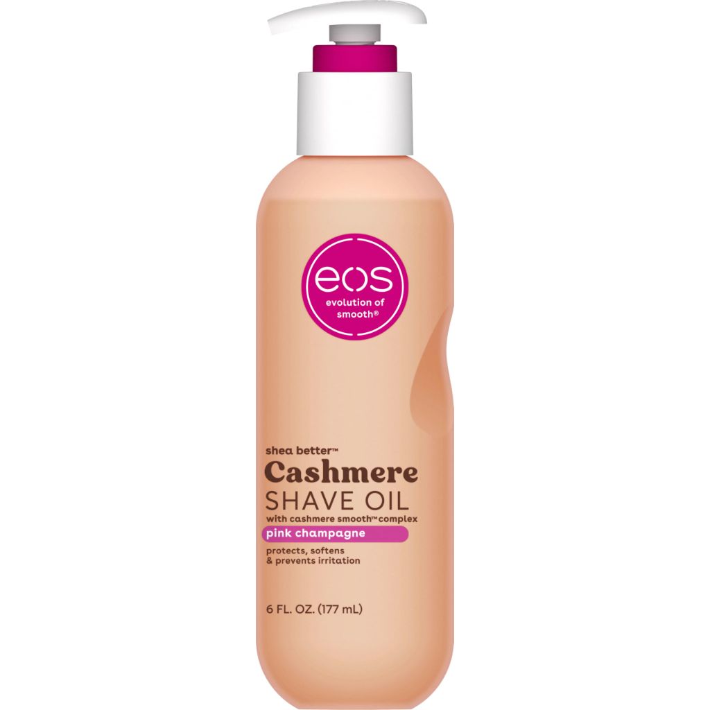 Eos Cashmere Shave Oil – Pink Champagne, Moisturizing Shave Oil with Shea Butter & Glycerin, 6 fl oz